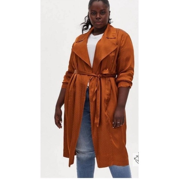 TORRID Women’s Size 1 1X 14-16 Jacket Coat Topper Polka-Dot Trench Style - Picture 2 of 16